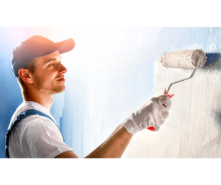 Peindre des murs en état moyen avec une peinture spéciale (hauteur entre 3 et 5 m)